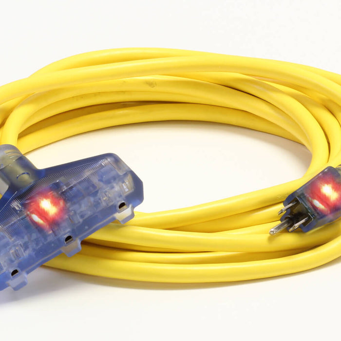 50ft 12/3 SJTW Triple Tap Extension Cord D13212050YL-Yellow