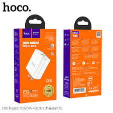 HOCO Quick charger Type-C + USB-A Wall Charger C80/C-A (20W PD + QC3.0 Charger)