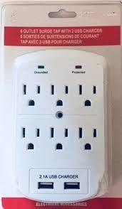 6 OUTLET SURGE WITH 2 USB CHARGERS 2.1 AM