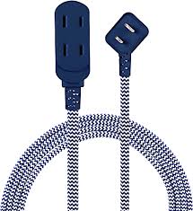 Cordinate Basic 3-Outlet Polarized Extension Cord, 8ft  Braided-50715