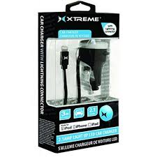 MFI CAR CHARGER 2.1A WITH ATTACHED 1 M LIGHTNING CABLE BLACK