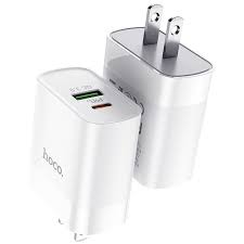 Hoco C80 2 Ports Fast Wall Charger (USB + Type-C) 20W Including type-c t0 IP cable