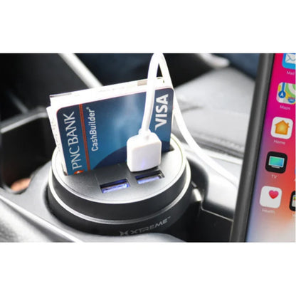 CHARGEUR PORTE-TASSES 3 USB 5V 3A TOTAL AVEC RANGEMENT ACCESSOIRES