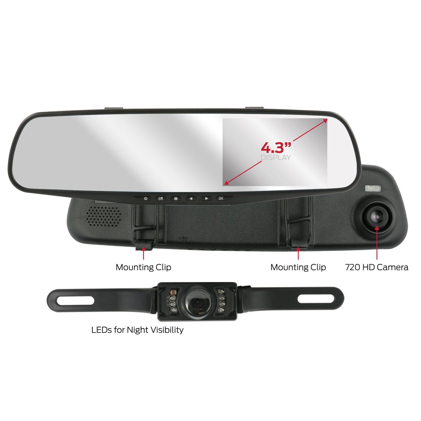 MONSTER DASH&BACK UO CAM WITH LCD REARVIEW MIRROR