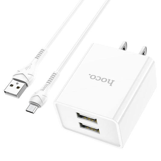 HOCO DUAL WALL CHARGER 2.1A INCLUDING TYPE-C TOA CABLE C89
