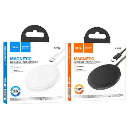 Hoco Magnetic Wireless Fast Charger CW52 – (White or Black)