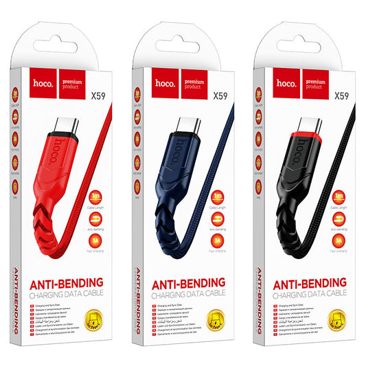 Hoco X59C/C 3M USB-C to USB-C Sync & Fast Charging  Cable: