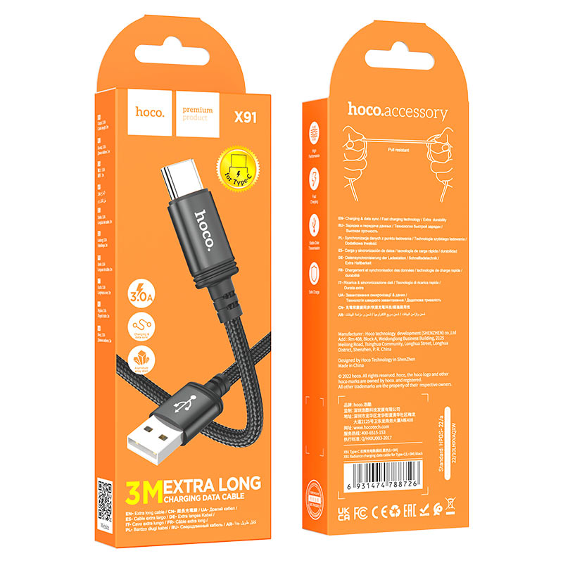 HOCO X91/A/C 3METERS USB A TO C FAST CHARTGING 60W CABLE