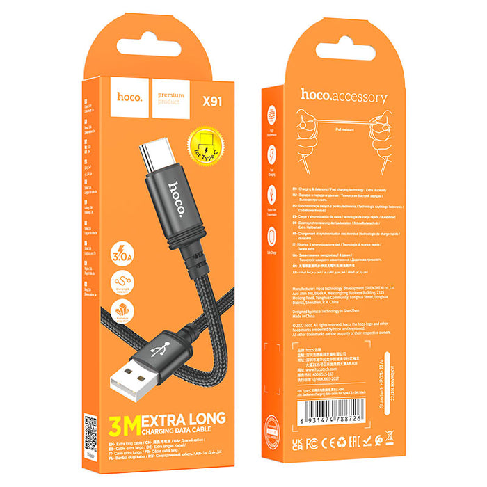 HOCO X91/A/C 3METERS USB A TO C FAST CHARTGING 60W CABLE