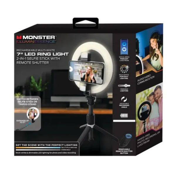 Monster MSV7-1012-MWT 12 in. Multicolor LED Ring Light with Flexible Tripod