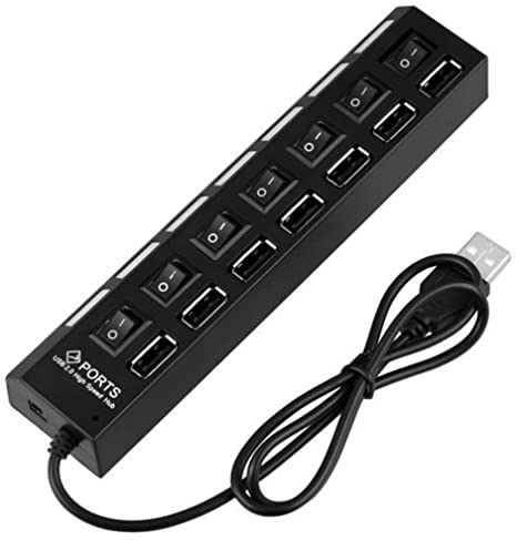 Hub USB 3.0 à 7 ports avec interrupteur marche/arrêt