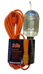 16AWG. Trouble Lamp with Hook, 25-ft Cord