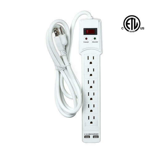 6-Outlet Surge Protector Power Strip with 1 USB-C & 2 USB-A Ports  & 6' Power Cord,