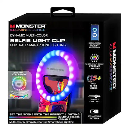 Selfie Light Clip, For Smartphones/Laptops/Tablets, 15 Color Modes, Rechargeable