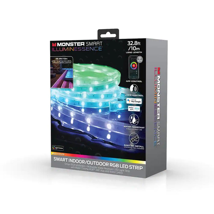 Bande LED RGBW extérieure WI-FI Monster Smart Illuminessence 10 M avec clips de montage standard 