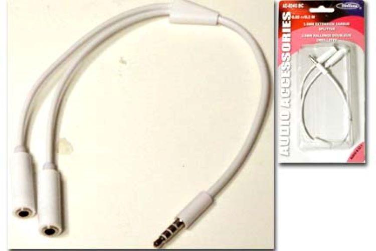 3.5MM MALE 4 CONDUCTOR TO TWO FEMALE SPLITTER AC-804 BC
