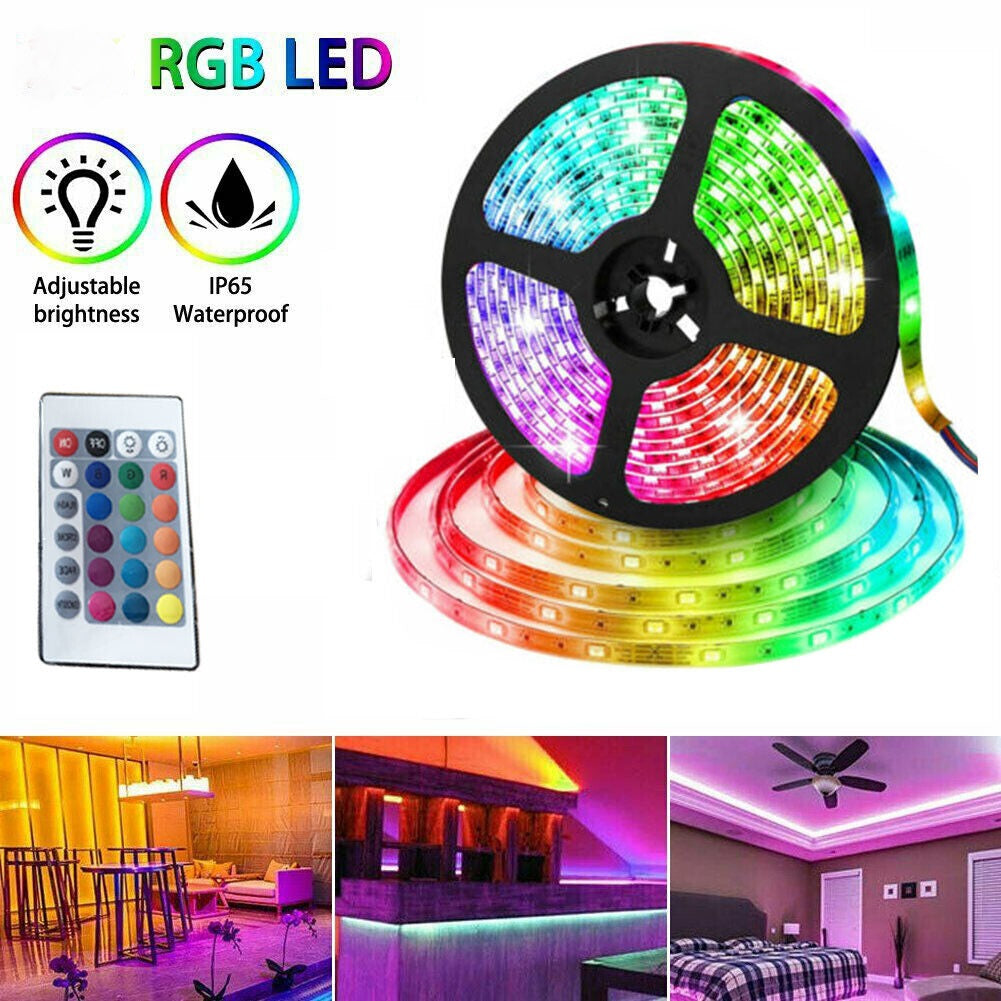 BANDE LUMINEUSE RVB FLEXIBLE LED 5M AVEC TÉLÉCOMMANDE IR