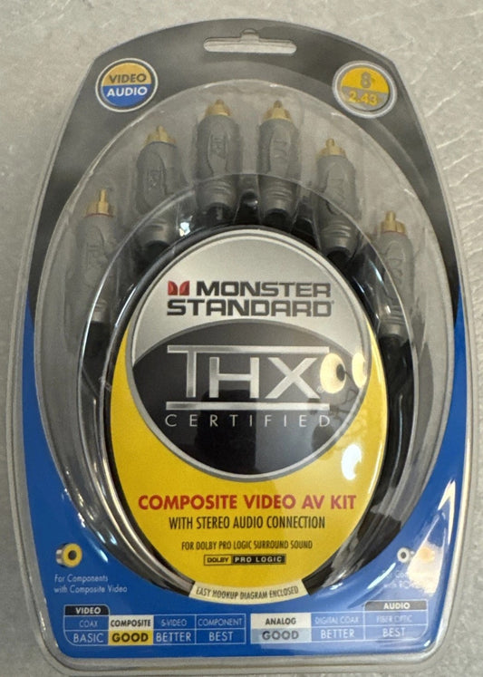 Monster Standard THX Certified Composite Video AV Kit 8ft -24K Gold Contacts 127142-00