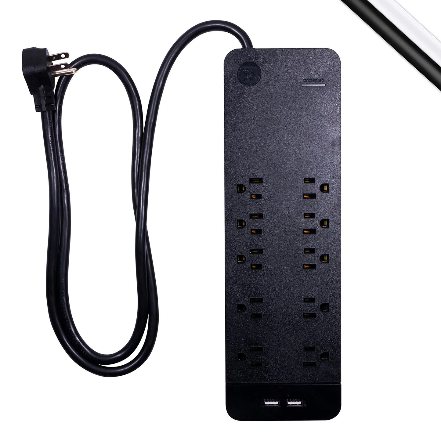 GE Pro 10-Outlet Surge Protector, 2 USB Ports, 6ft Cord, 3540 Joules- Black DN010997