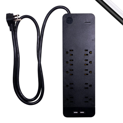 GE Pro 10-Outlet Surge Protector, 2 USB Ports, 6ft Cord, 3540 Joules- Black DN010997