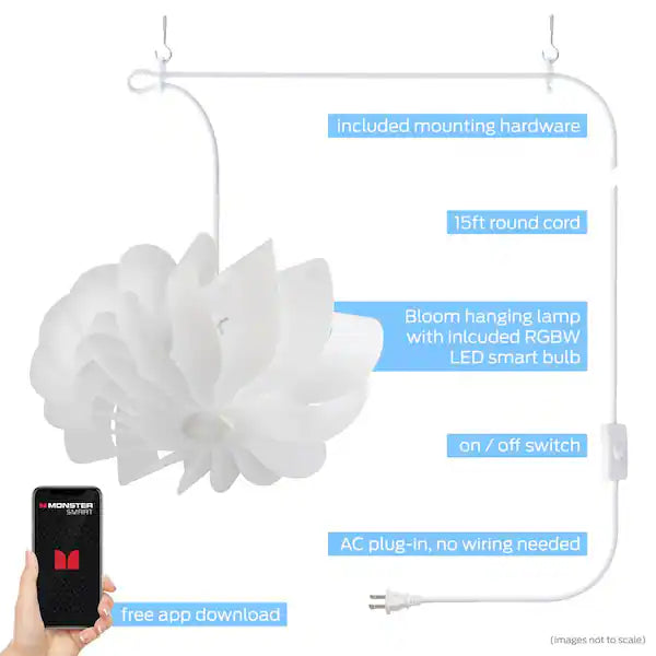 Lampe suspendue blanche à suspension Bloom avec une ampoule intelligente 1 