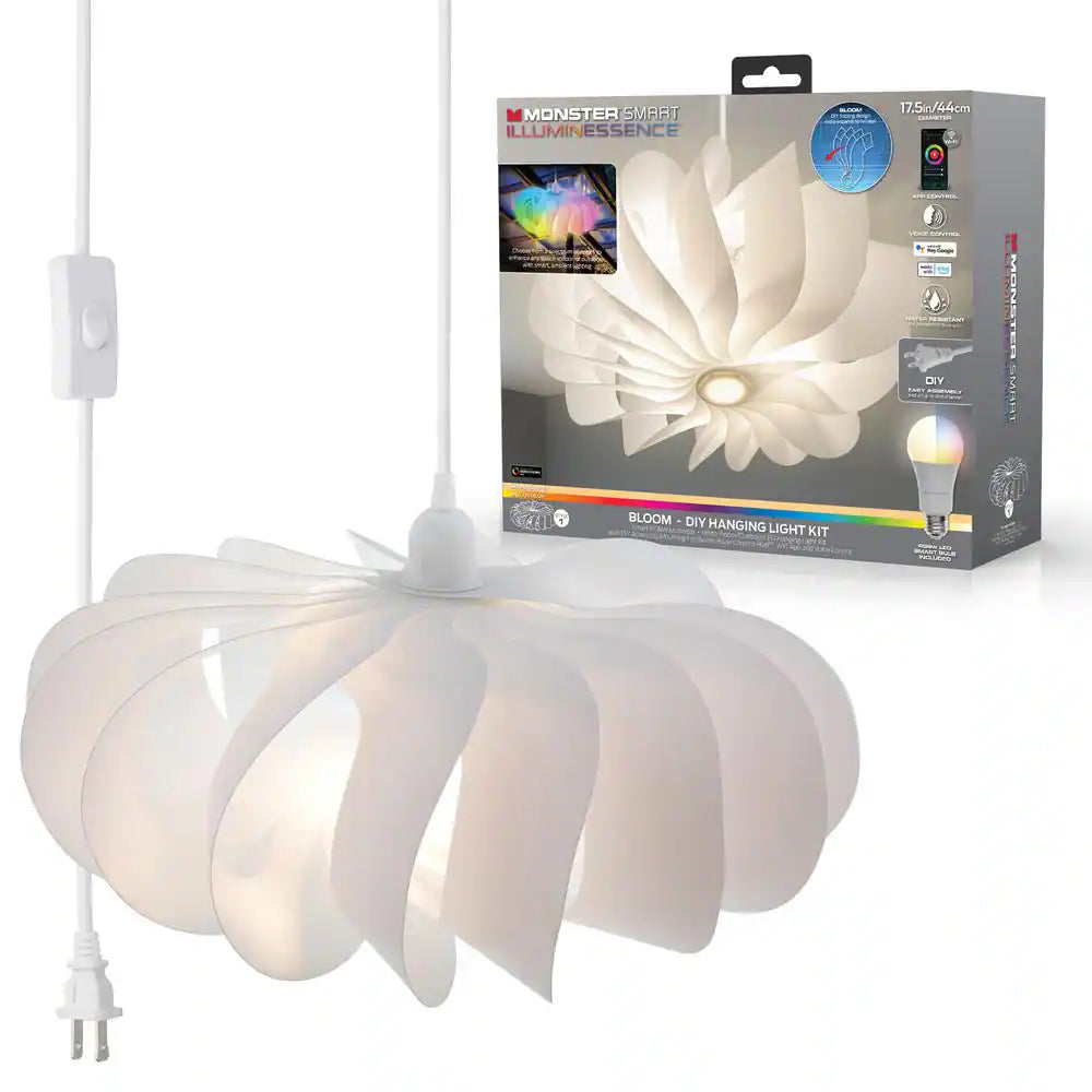 Lampe suspendue blanche à suspension Bloom avec une ampoule intelligente 1 