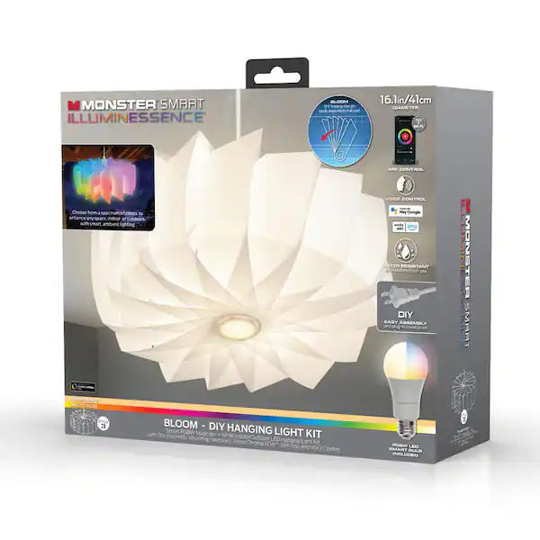 Lampe suspendue blanche à suspension Bloom avec une ampoule intelligente 1 