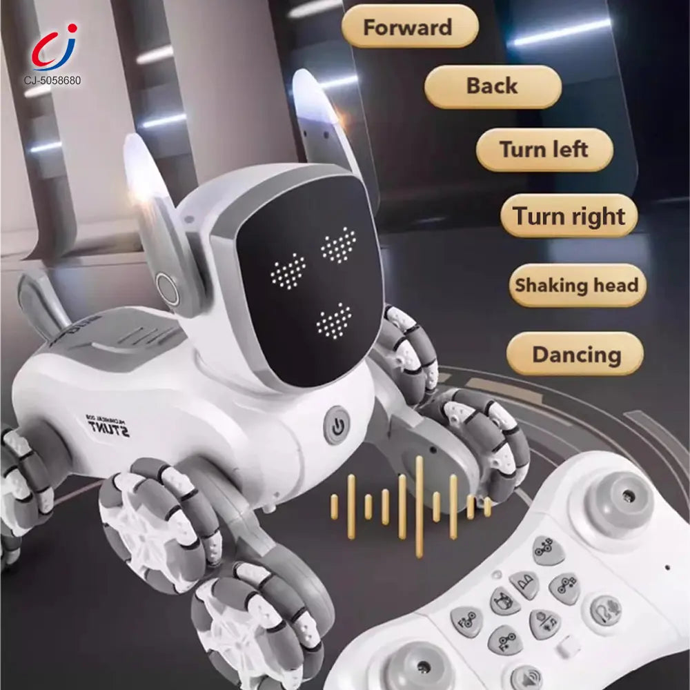 8-Wheeled Robot Dog with Voice & Stunt Features MDS-572 (PINK/GREY)