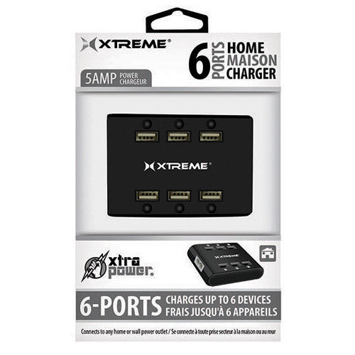 6 PORT USB HUB WITH POWER 5A BLACK